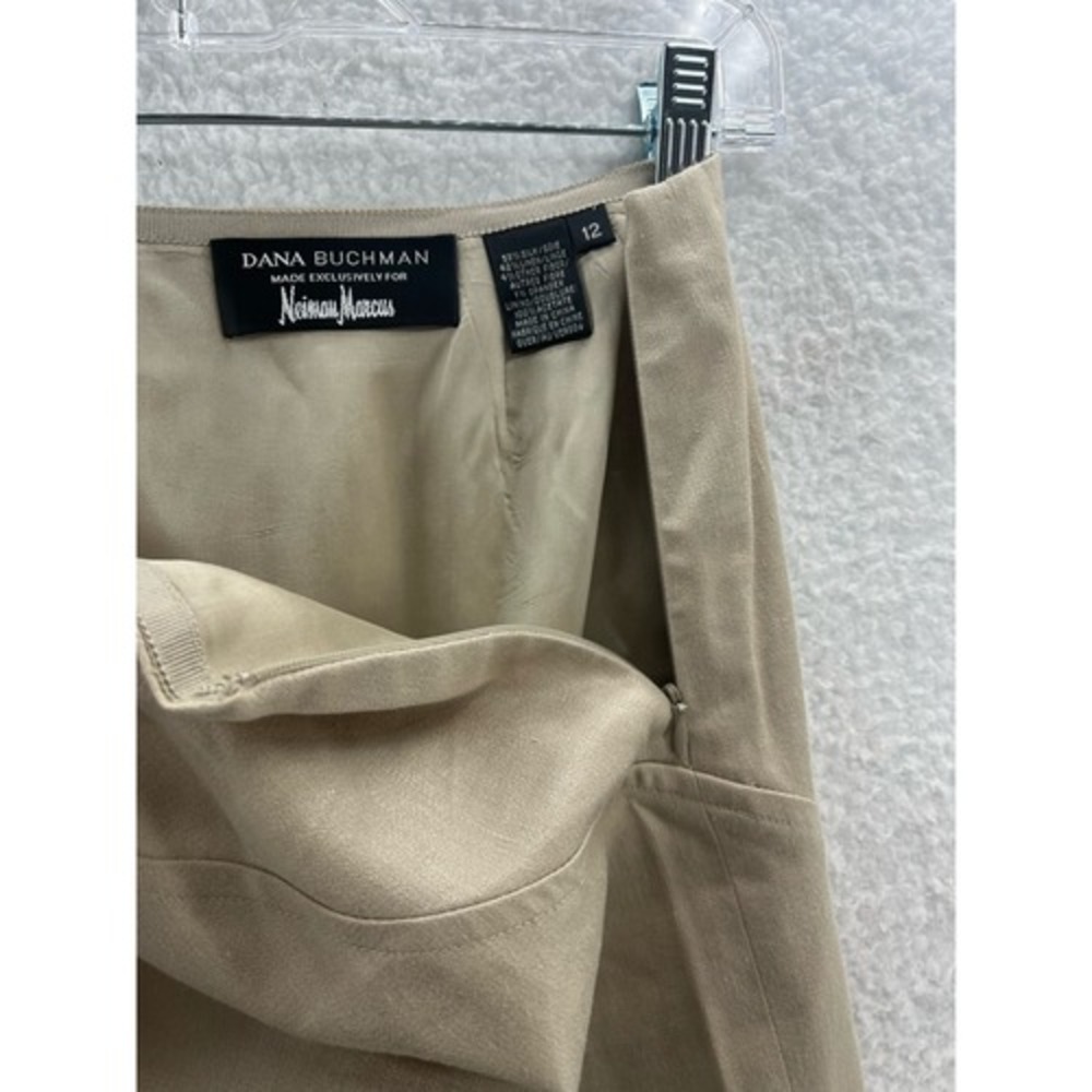 Dana Buchman Pencil Skirt Womens 12 Tan Excellent Silk Linen Neiman Marcus - Picture 4 of 6